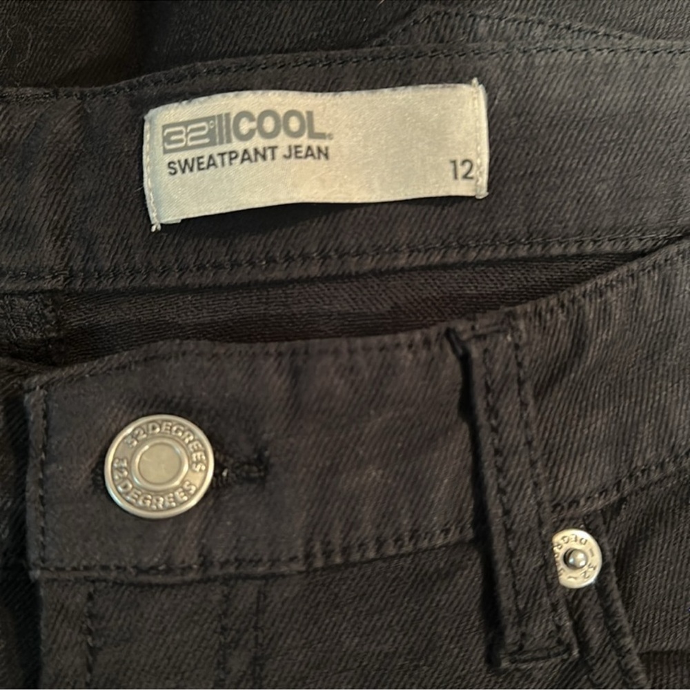 NWT 32 Degrees Ladies Black Sweatpant Jeans - Picture 3 of 4